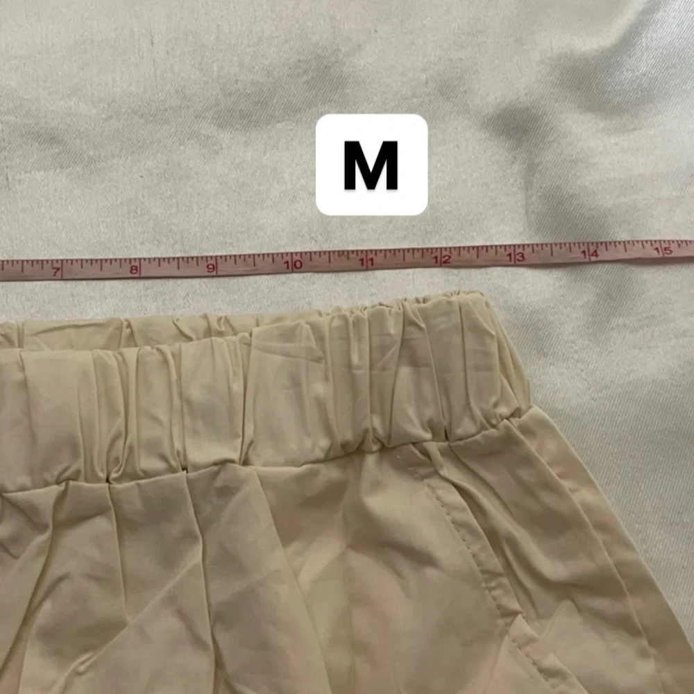 NEW 3pcs set beige womens shirt top shorts button down M;L casual - Picture 10 of 16